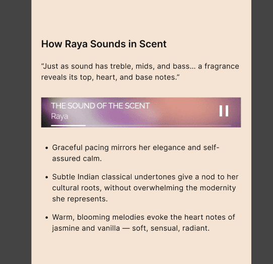 V2 shipped: the Raya module with the sound player and three plain-language notes, the frequency graph removed.